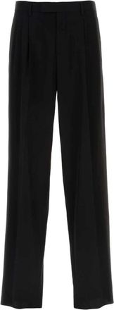 Versace Zwarte viscose blend broek - Heren - Straight fit broeken - Zwart - L - Broeken