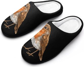 Generic Watercolor Robin Bird Mens Slippers House Slipper Anti-skid Sole Indoor Shoes Outdoor Comfort Cotton