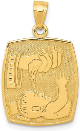 Diamond2Deal 14k Yellow Gold Satin Polished Baptism Pendant
