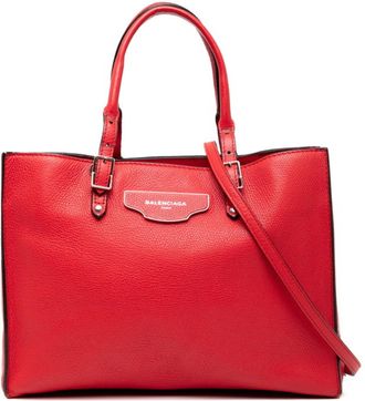 Balenciaga Red Color Leather Shoulder Bag Tote Bag (Pre-Owned)