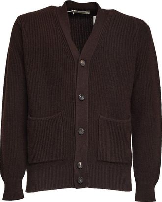 FILIPPO DE LAURENTIIS Finely Knit Cardigan With English Rib Pattern