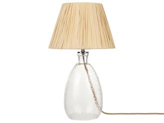 Beliani L&aacute;mpara de mesa vidrio natural