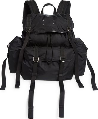 Maison Margiela Extralarge High Tech Nylon & Leather Backpack in Black at Nordstrom