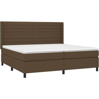 vidaXL Vidaxl - Cama Box Spring Colch&oacute;n Luces Led Tela Marr&oacute;n Oscuro 200x200 Cm
