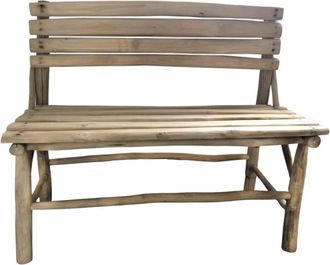 Decoclico Banco con respaldo de madera de teca y fibra vegetal