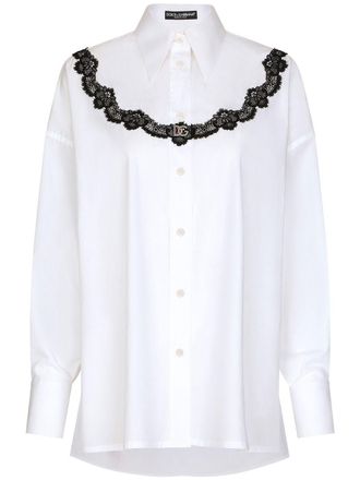 Dolce & Gabbana Camicia con inserto in pizzo - Bianco