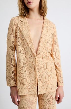 Extro&Vert Andrey Lace Blazer in Tan at Nordstrom, Size X-Small