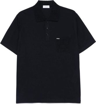 Ferragamo Tops, Heren, Blauw, L, Katoen, Marineblauwe Trui met Logo Patch