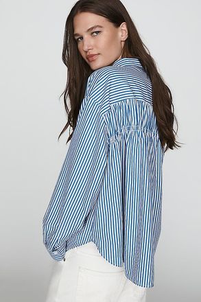 Maeve Shrunken Bennet Ruched-Back Buttondown Shirt