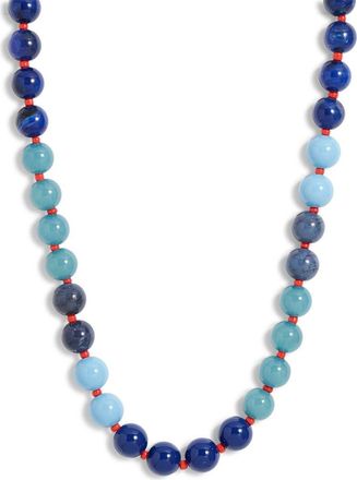 Nordstrom Round Beaded Necklace in Blue Multi- Gold at Nordstrom