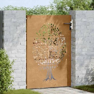 Berkfield Home Beautiful Garden Gate 85x150 cm Corten Steel Tree Design in Brown