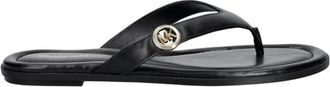 Michael Kors Erin Leren Sandaal - Dames - Slippers - Zwart - 41 EU - Leer - Schoenen