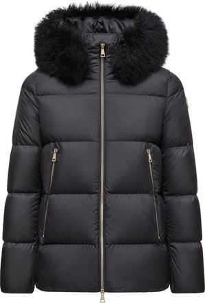 Moncler Moncler Laichefur Shearling-trimmed Short Down Jacket, Women, Black, Size: 00