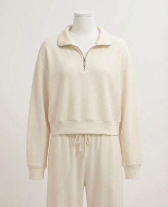 Z Supply Downtown Half Zip Sweatshirt In Cloud