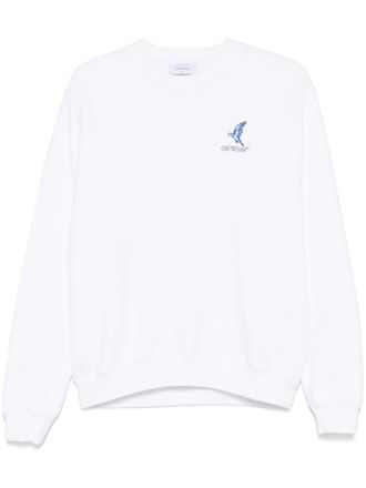 Off-white White Cotton Sweatshirt With Crew Neck And Back Print