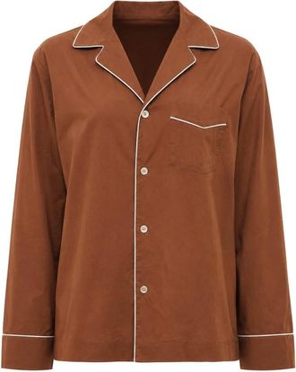 Forte_Forte Model 1483-1508 Shirt - Dames - Overhemden - Bruin - 2XS - Katoen - Overhemden