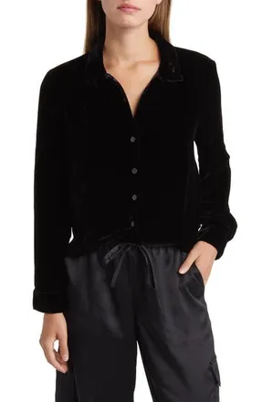 Bella Dahl Velvet Shirt in Black at Nordstrom, Size X-Small