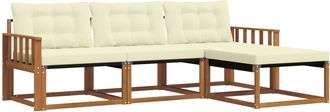 vidaXL Conjunto De Sof&aacute;s De Exterior 4 Uds. Natural Y Crema Vidaxl