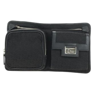 Dior Vintage Street Chic Belt Diorissimo Canvas Black Canvas Handbag (Pre-Owned)