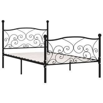 Berkfield Home Bed Frame with Slatted Base Black Metal 100x200 cm
