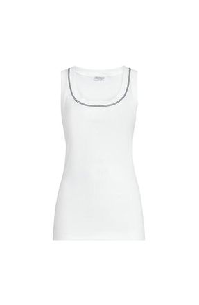 Brunello Cucinelli Ribbed jersey top in White at Nordstrom, Size Xx-Large Eu