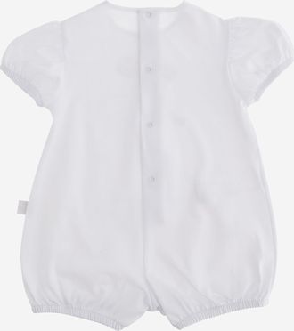 Il Gufo Girls Stretch Cotton Sleepsuit White White-White Babygrow Sets White/white
