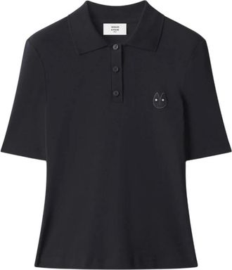 Maison Kitsun&eacute; Tops, Dames, Zwart, S, Katoen, Fox Head Regular Polo