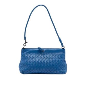 Bottega Veneta Pre-owned Shoulder Bags, female, Blue, Size: ONE SIZE Pre-owned Woven Leather Shoulder Bag