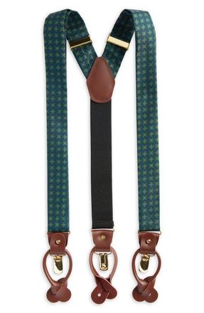 Clifton Wilson Floral Silk Suspenders in Dark Green at Nordstrom