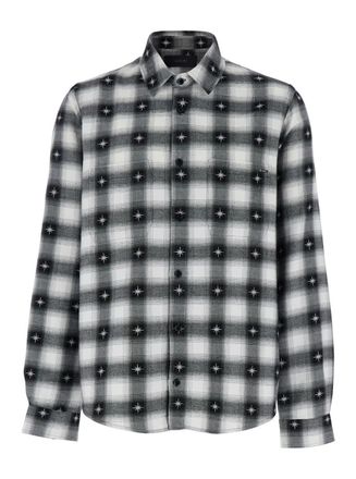 Amiri Stardust Black Shirt With Classic Collar And All-Over Check Motif In Cotton Man