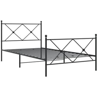 vidaXL Estructura Cama Sin Colch&oacute;n Con Estribo Metal Negro 100x200 Cm Vidaxl