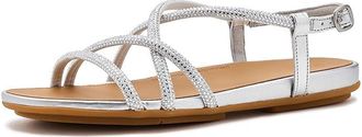 FitFlop Gracie Crystal Strappy Back-Strap Sandals Womens Wedge Shoes Silver : 11 M (B), Leather