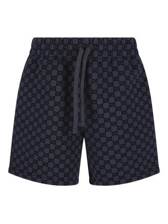 Gucci logo-pattern drawstring shorts - Blauw
