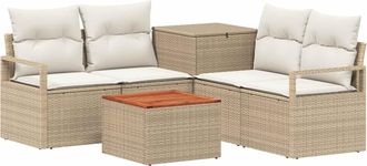 vidaXL Juego De Sof&aacute; 6 Uds. Beige Y Blanco Crema Vidaxl