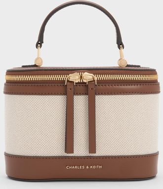 Charles & Keith Enola Canvas Top Handle Vanity Bag