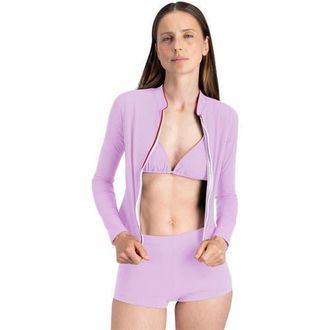 Wallien Rash Guard With Zip - Womens in Purple/red Binding at Nordstrom, Size X-Large