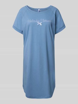 Louis & Louisa Nachthemd mit Stitching Modell Urlaubstr&auml;ume in Blau, Gr&ouml;&szlig;e XXL