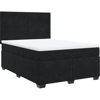 vidaXL Box Spring Bed with Mattress Black 140x190 cm Velvet Vidaxl