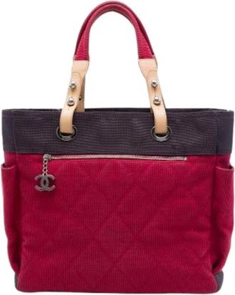Chanel Pre-owned Paris Biarritz Tote Bag - Dames - Vintage Shopper - Rood - ONE Size - Leer - Vintage