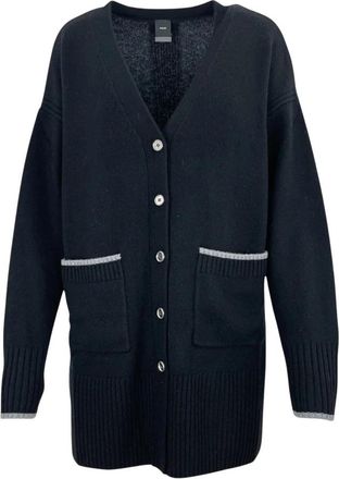 Pinko Lange cardigan met V-hals - Dames - Vesten - Blauw - XS - Wol - Truien & Vesten