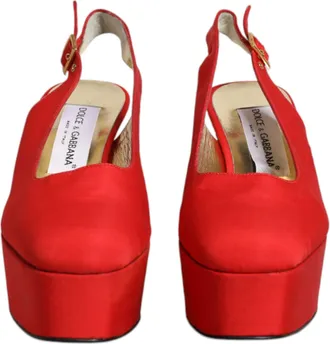 Dolce & Gabbana Red Platform Slingback Heels Sandals Womens Shoes (Pre-Owned)