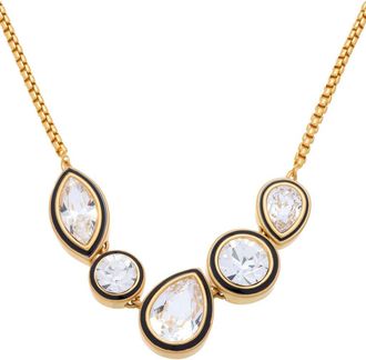 Reiss Cristina Mixed Cut Crystal Frontal Necklace in Gold Tone /Clear /Black at Nordstrom