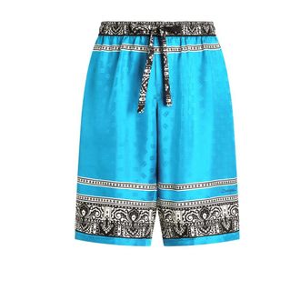 Dolce & Gabbana Beachwear, male, Blue, Size: XL Bandanna-print Silk Shorts