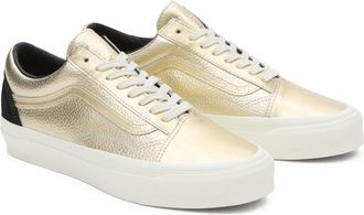 Vans Unisex Premium Old Skool Sneakers - Gold Leather - Size UK 10.5
