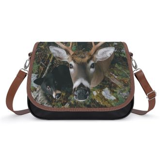 Generic Deer Bear Hunting Camouflage Womens Crossbody Bag Fashion Shoulder Handbags Message Tote Bag with Adjustable Strap