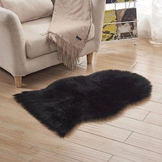 OEM Alfombra De Piel De Oveja - 40 X 60 Cm - Negra
