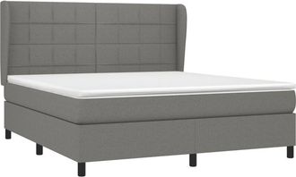 vidaXL Cama Box Spring Con Colch&oacute;n Tela Gris Oscuro 180x200 Cm Vidaxl