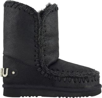 Mou Enkellaarsjes - Dames - Winterlaarzen - Zwart - 39 EU - Leer - Schoenen
