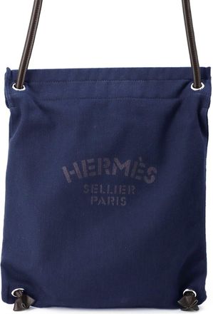 Herm&egrave;s Navy Toile Chevron Backpack (Pre-Owned)