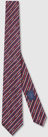 Gucci Striped Horsebit Silk Jacquard Tie, Red